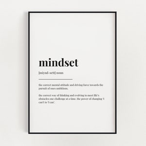 MINDSET DEFINITION MEANING | Printable Wall Art | Motivational Print | Digital Download Print
