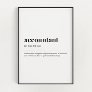 ACCOUNTANT DEFINITION PRINT, Wall Art Print, Quote Wall Art, Typography Print, Dictionary Print, Definition Print, Office Wall Art, Wall Art