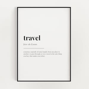 TRAVEL DEFINITION PRINT | Wall Art Print | Travel Print | Definition Print | Quote Print