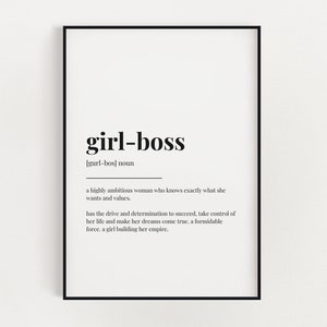 GIRL BOSS DEFINITION Print | Printable Wall Art | Instant Download | Definition Print | Wall Décor