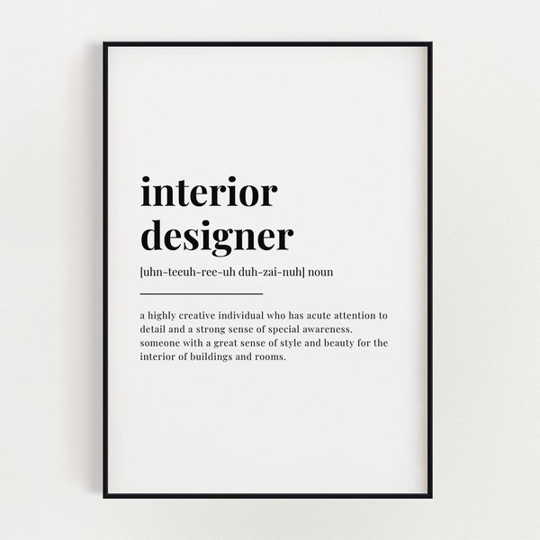 INTERIOR DESIGNER DEFINITION Print | Wall Art Print | Interior Designer Print | Definition Print | Quote Print