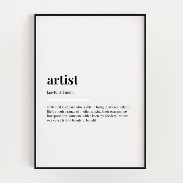 ARTIST DEFINITION PRINT | Wall Art Print | Gift For Artist | Definition Print | Quote Print