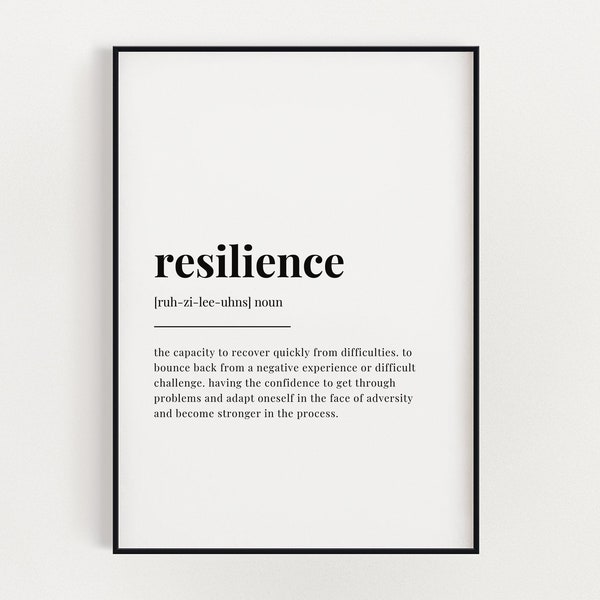 RESILIENCE DEFINITION PRINT | Wall Art Print | Resilience Print | Definition Print | Quote Print