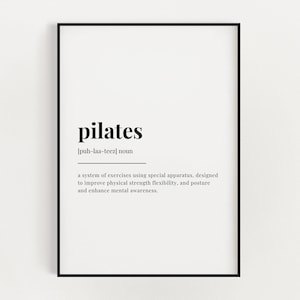 SIGNIFICATO DELLA DEFINIZIONE PILATES / Download digitale / Arte da parete stampabile / Stampa Pilates / Stampa download digitale / Stampa preventivo
