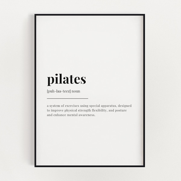 PILATES DEFINITION MEANING | Digital Download | Printable Wall Art | Pilates Print | Digital Download Print | Quote Print