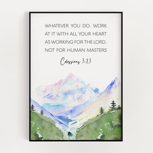 COLOSSIANS 3:23, Printable Scripture Wall Art, Digital Download, Christian Home Décor, Bible Verse Wall Art, Instant Download