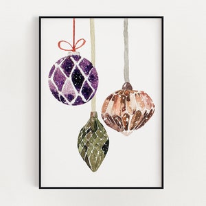 CHRISTMAS PRINT | Baubles Print | Christmas Wall Art | Festive Print | Winter Décor | Xmas Décor | Christmas Decoration