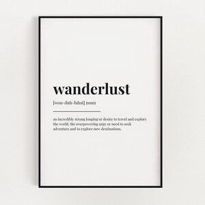 WANDERLUST DEFINITION PRINT | Printable Wall Art | Digital Download | Definition Print | Wall Art Printable | Instant Download