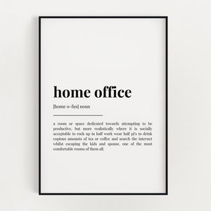 HOME OFFICE DEFINITION Print, Wall Art Print, Definition Print, Quote Print, Typography Print, Office Wall Art, Home Decor, Wall Art