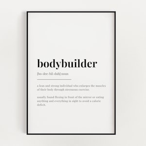 BODYBUILDER DEFINITION PRINT | Wall Art Print | Bodybuilder Print | Definition Print | Quote Print | Gift For Bodybuilder | Home Decor
