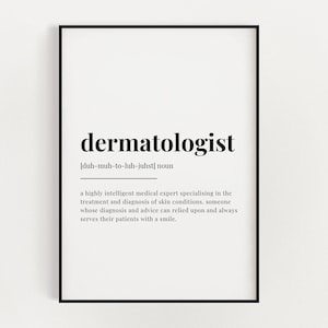 DERMATOLOGIST DEFINITION MEANING | Printable Wall Art | Dermatologist Print | Definition Print | Quote Print | Dermatologist Gift