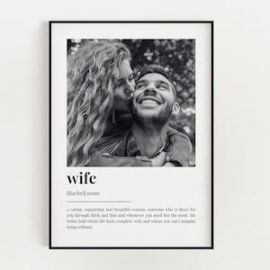 PERSONALISED WIFE DEFINITION Print | Wall Art Print | Wife Gift | Wife Print | Definition Print | Quote Print | Custom Gift With Photo