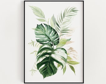 BOTANICAL PRINT, Watercolour Plants, Tropical Wall Art, Botanical Wall Art , Nature Wall Art, Plant Lover Gift, Home Decor, Plant Wall Art