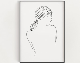 LINIENZEICHNUNG DRUCK | Weibliche Linie Kunstdruck | Abstrakt Line Art | Minimalistische Drucke | Feministisches Poster | Abbildung Linie | Wandkunst | Wohndekor