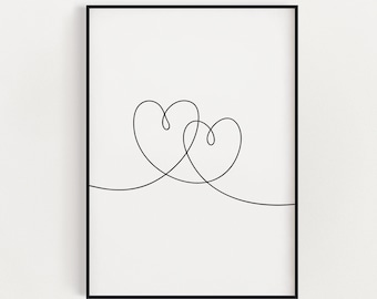 LINE DRAWING PRINT | Heart Line Drawing Print | Abstract Line Art | Minimalistic Prints | Heart Drawing | Wall Art | Home Décor