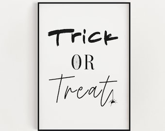 HALLOWEEN PRINTS | Trick or Treat | Printable Wall Art | Instant Download | Digital Download Print