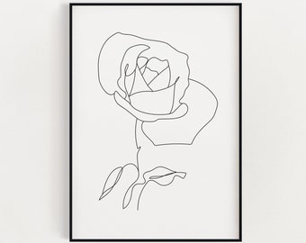 FLOWER LINE ART Print | Rose Print | Abstract Line Art | Minimalist Flower Print | Flower Drawing | Wall Art | Home Decor | Wall Decor
