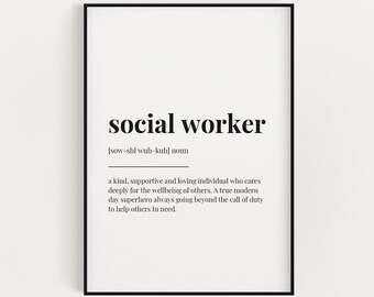 SOCIAL WORKER DEFINITION Print | Printable Wall Art | Definition Print | Digital Download Print | Instant Download
