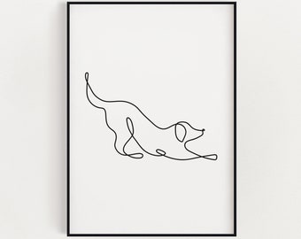 DOG LINE ZEICHNUNG Druck | Druckbare Wandkunst | Sofortiger Download Schwarzweiß Kunst | Digitaler Download Druck | Abstrakte Kunst