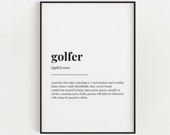 GOLFER DEFINITION MEANING | Printable Wall Art | Golfer Gift | Digital Download Print | Gift For Golfer