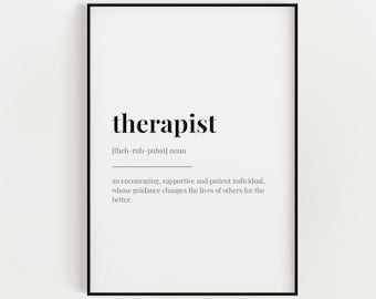 THERAPIST DEFINITION DRUCK, Wand Kunst Drucke, Zitat Wandkunst, Büro Wandkunst, Therapie Büro Dekor, Therapeut Geschenk, Büro Wand Dekoration