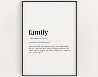 FAMILY DEFINITION MEANING | Printable Wall Art | Home Décor | Digital Download Print