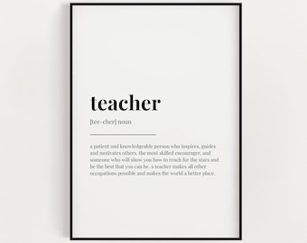 TEACHER DEFINITION PRINT, Wall Art Print, Teacher Gifts, Quote Wall Art, Gift For Professor, Teacher Appreciation, Wall Decor, Office Decor