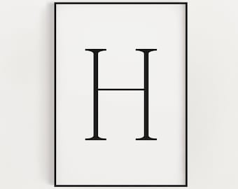 Letter H Typography Wall Decor | Letter H Wall Art Print | Home Decor | Letter H Monogram | Letter H Initials Print