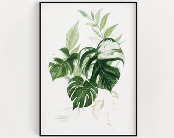 BOTANICAL PRINT, Nature Wall Art, Home Decor, Plant Wall Art, Tropical Wall Art, Watercolour Plants, Plant Lover Gift, Botanical Wall Art