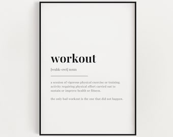 WORKOUT DEFINITION PRINT | Wall Art Print | Workout  Print | Definition Print | Quote Print | Gym Print | Gym Decor