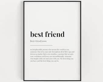 BEST FRIEND DEFINITION Meaning | Printable Wall Art | Best Friend Gift | Digital Download Print