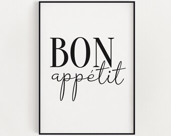 KITCHEN PRINTS | Bon Appetit | Kitchen Wall Decor | Kitchen Wall Art  | Funny Kitchen Art | Kitchen Poster