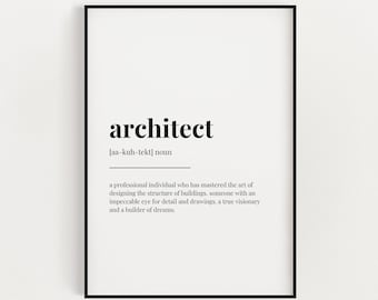 ARCHITECT DEFINITION PRINT | Wall Art Print | Architect Print | Definition Print | Quote Print | Gift for Architect