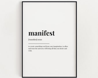 MANIFEST DEFINITION PRINT | Wall Art Print | Manifest Print | Definition Print | Quote Print