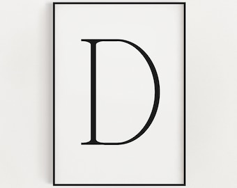 Letter D Typography Wall Decor | Letter D Wall Art Print | Home Decor | Letter D Monogram | Letter D Initials Print