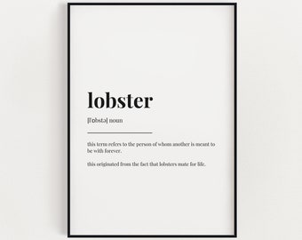 LOBSTER DEFINITION PRINT | Wall Art Print | Lobster Print | Definition Print | Quote Print