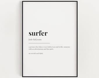 IMPRESSION DÉFINITION SURFER | Impression d'art mural | Impression de surfeur | Définition Impression | Impression de devis | Cadeau pour surfeur