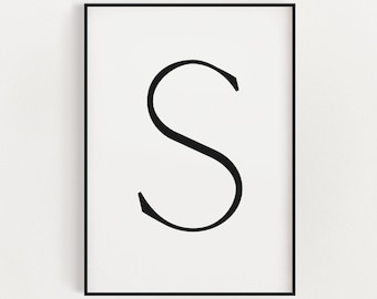 Letter S Typography Wall Decor | Letter S Wall Art Print | Home Decor | Letter S Monogram | Letter S Initials Print