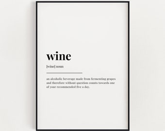STAMPA DEFINIZIONE VINO, Citazione Arte Murale, Stampa Artistica Murale, Decorazione Murale, Arte Murale, Regalo per gli Amanti del Vino, Arte Murale da Bar, Regali Divertenti, Arte Murale da Cucina