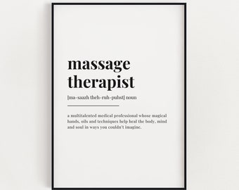 MASSAGE THERAPIST DEFINITION Print | Wall Art Print | Massage Therapist Print | Definition Print | Quote Print