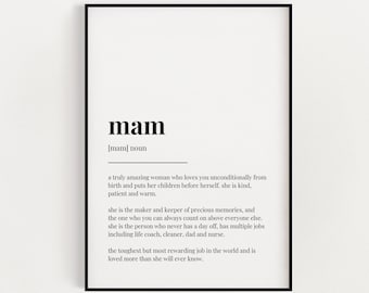 Mam Definition Meaning | Printable Wall Art | Wall Decor | Instant Download | Digital Download Print