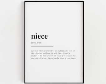 NIECE DEFINITION MEANING | Digital Download | Printable Wall Art | Definition Print | Home Decor | Instant Download