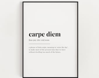 CARPE DIEM DEFINITION Meaning | Carpe Diem Printable Wall Art | Carpe Diem Print | Digital Download Print | Instant Download