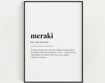 MERAKI DEFINITION MEANING | Digital Download | Printable Wall Art | Meraki Print | Digital Download Print | Quote Print