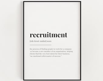 RECRUITMENT DEFINITION MEANING | Printable Wall Art | Wall Decor | Instant Download | Digital Download Print | Home Decor Printable Wall Art