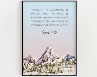 BIBLE VERSE WALL Art | Isaiah54:10, Christian Wall Art, Scripture Wall Art, Inspirational Quote, Bible Quotes, Home Decor, Wall Art Prints