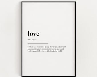 LOVE DEFINITION PRINT | Wall Art Print | Definition Print | Quote Print | Typography Print | Home Decor