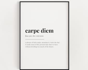 CARPE DIEM DEFINITION Print | Wall Art Print | Carpe Diem Print | Definition Print | Quote Print