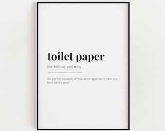 TOILET PAPER DEFINITION Meaning | Digital Download | Printable Wall Art | Toilet Paper Print | Digital Download Print