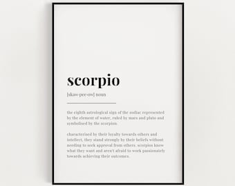 STAMPA DEFINIZIONE SCORPIONE / Stampa artistica da parete / Stampa Scorpione / Regalo per Scorpione / Segno zodiacale zodiacale / Arte astrologica